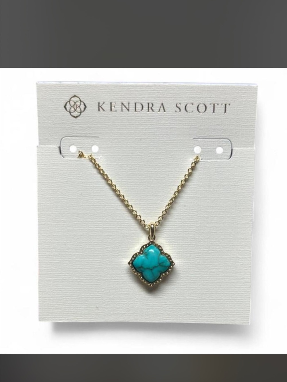 NWT Kendra Scott Gold Necklace with Turquoise Pendant.